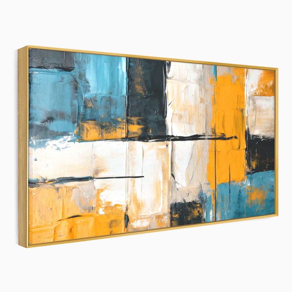 Tablou canvas cu tablou canvas abstract geometric, in rama de aluminiu auriu